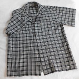 Mens Button Down Plaid Blue and White Short Sleeve Shirt by Solo Semore